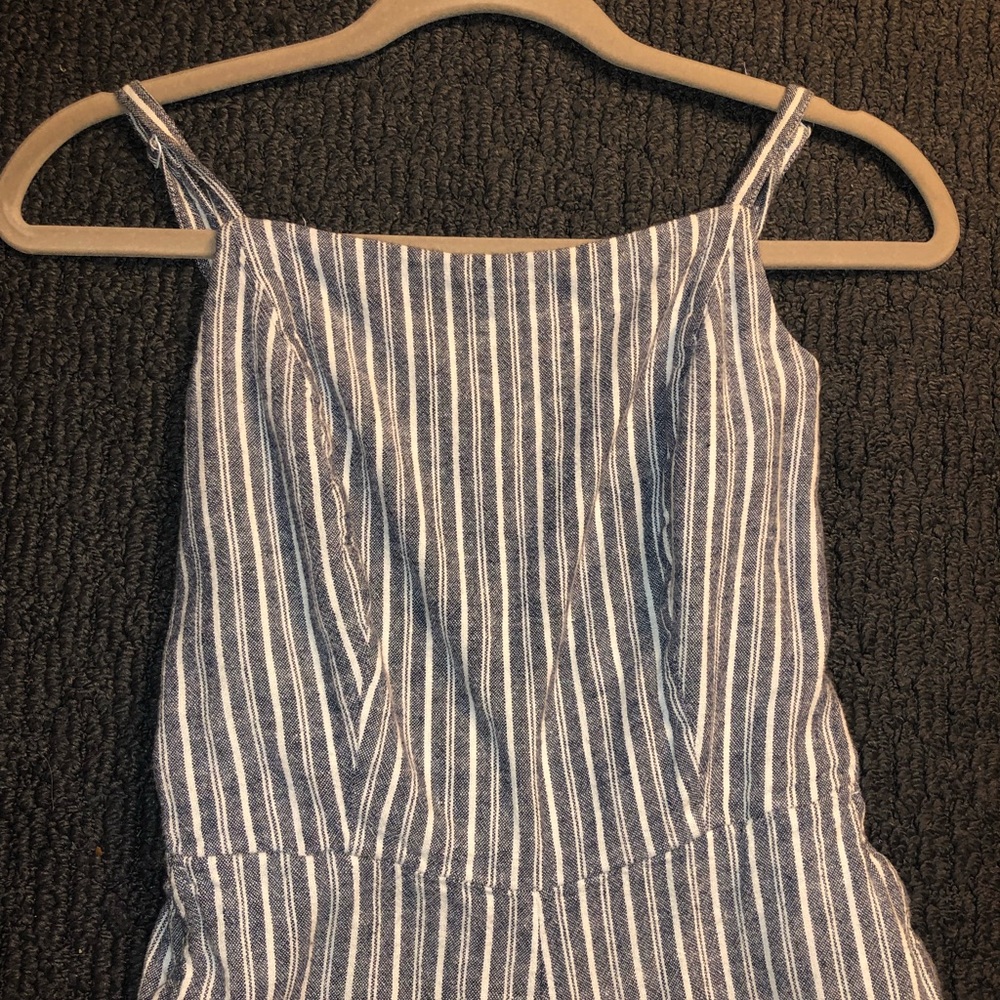 Striped Linen Light Blue and White Jumpsuit